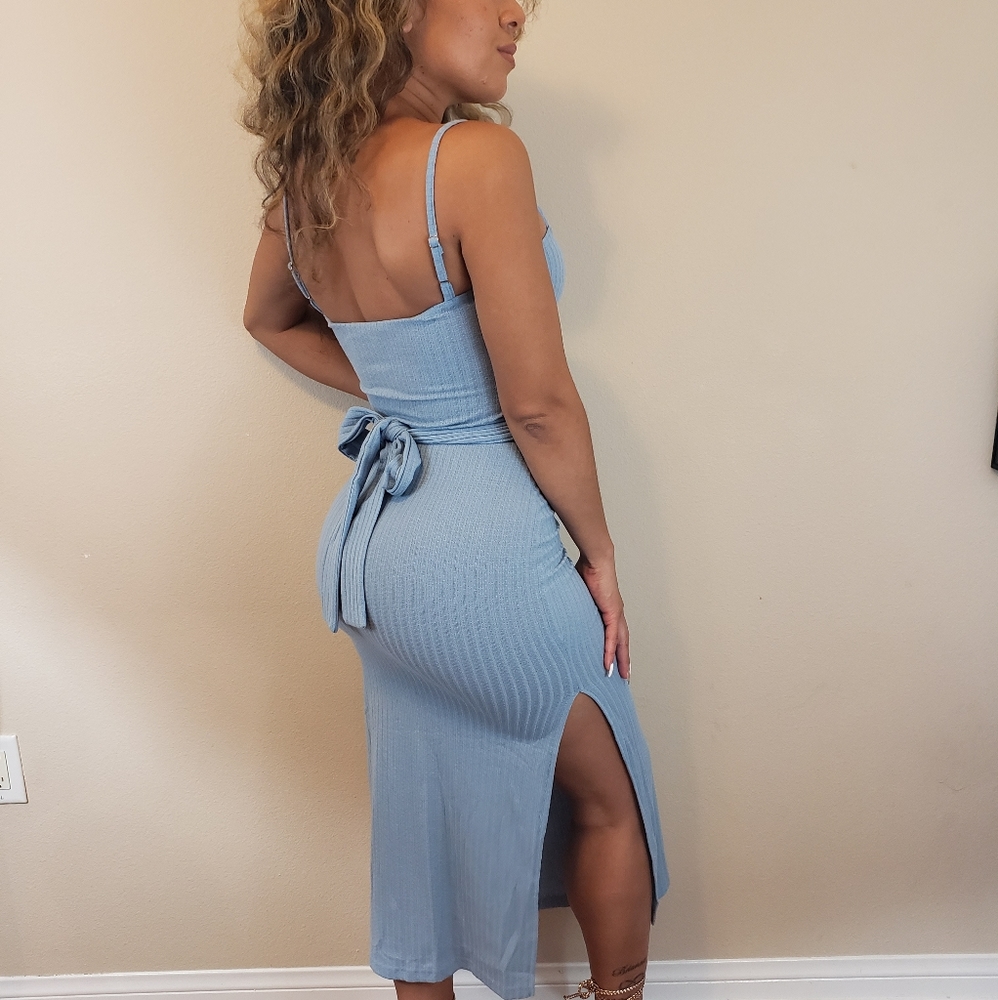 Ribbed baby blue dress